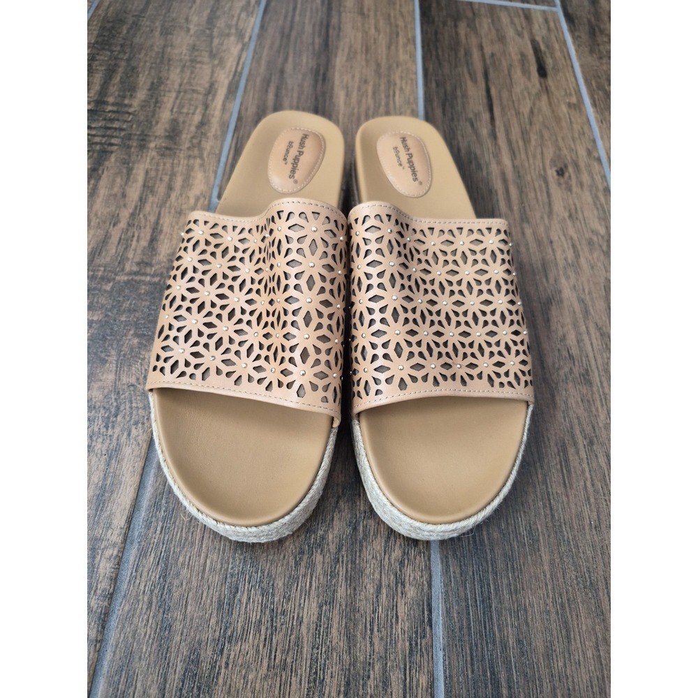 Hush Puppies Lady Womens Tan Metallic Espadrilles Platform Comfy Shoes Sz 10M